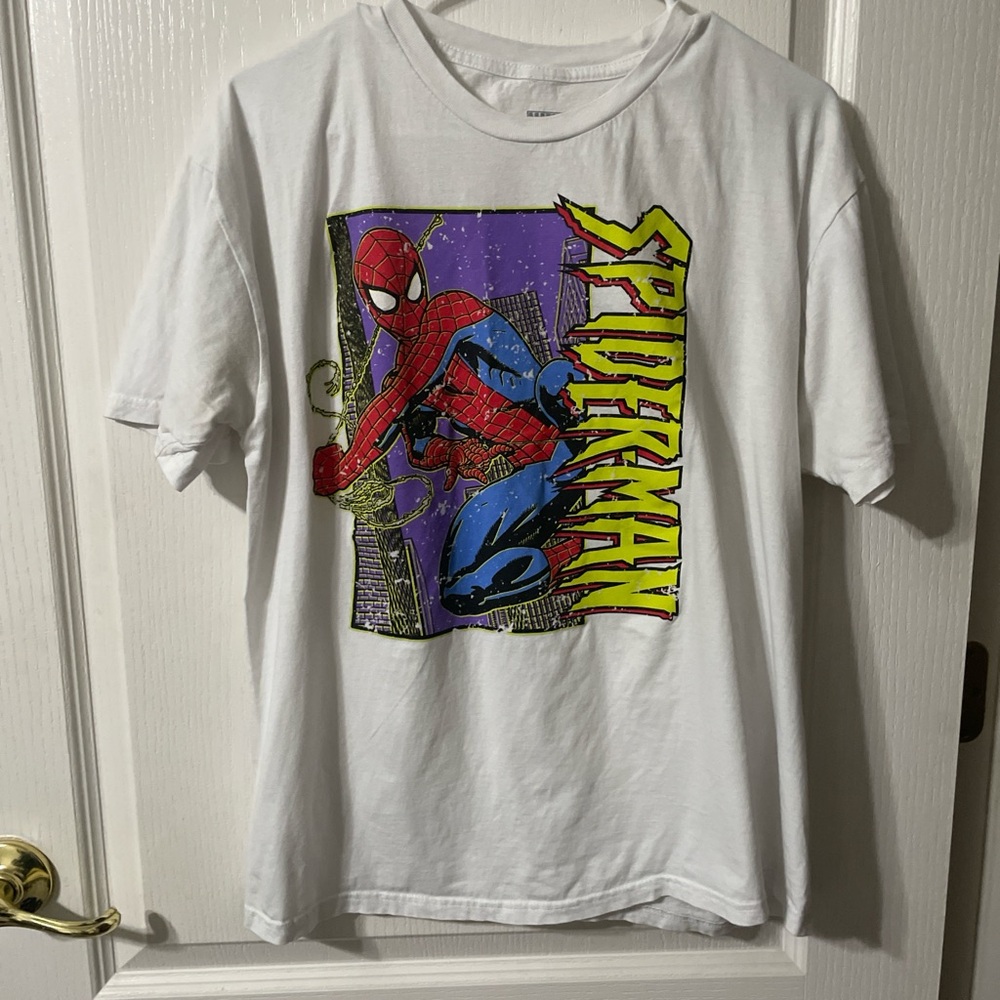Marvel Spider-Man White Tee with Red and Blue Graphics